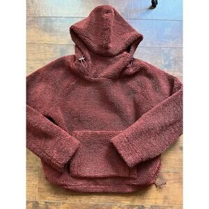 Vince Maroon Sherpa Knit Scuba Hoodie Pullover Casual Size XS